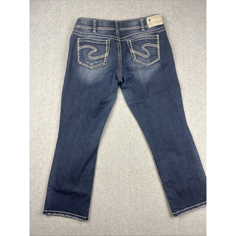 Silver Jeans Women 32x26 Blue Suki Mid Rise Straight Stretch Y2K Embellished‎